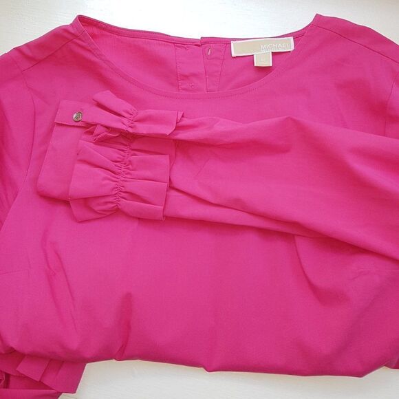 MICHAEL KORS Womens Long  Sleeve Blouse with Double Ruffle Cuffs at Wris… - Picture 8 of 13